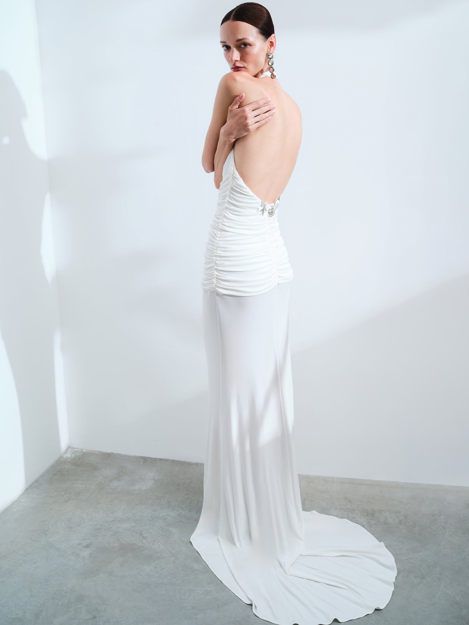 GLORIA - SIRT DETAYLI JARSE MAXI ELBİSE