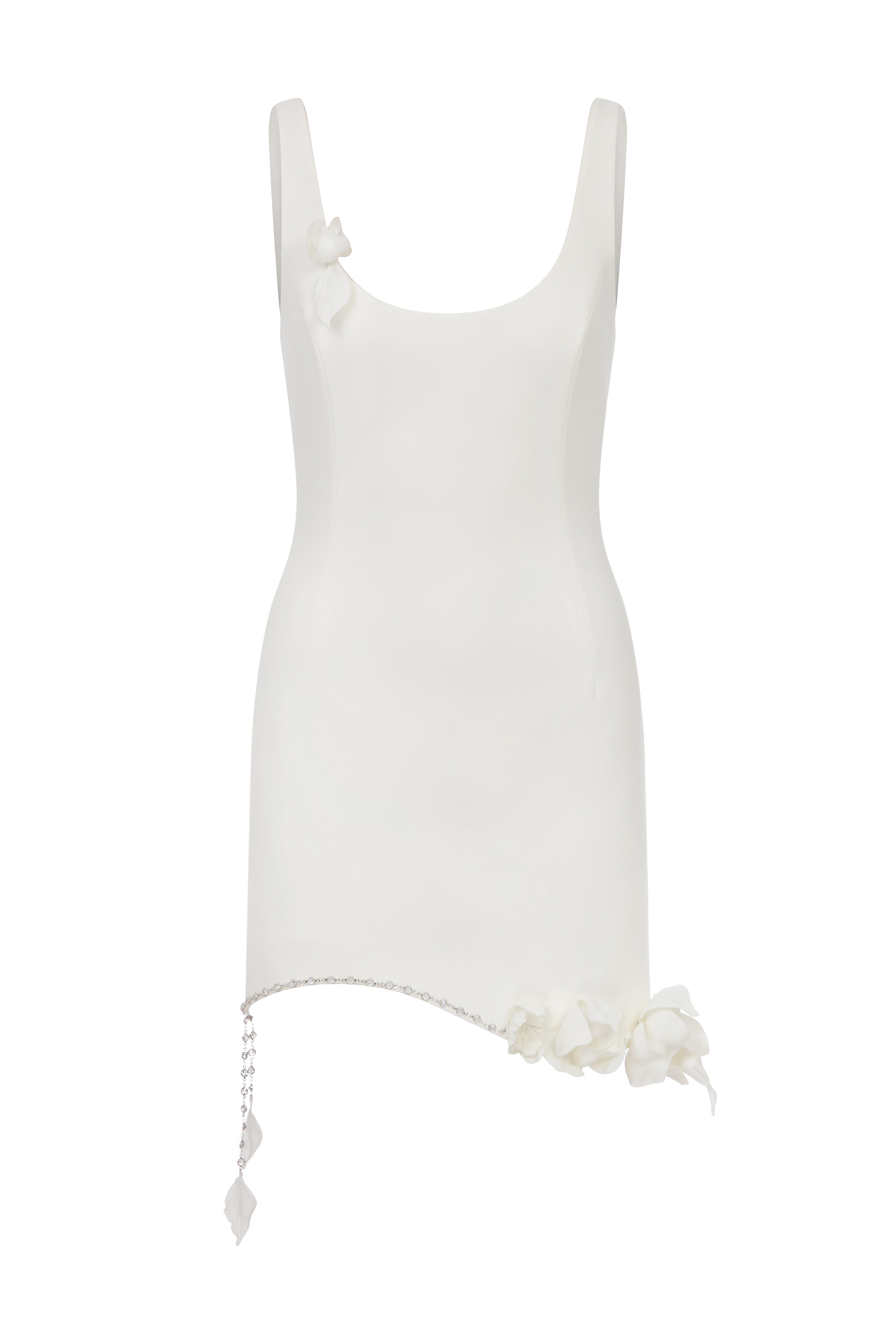 LIVI - U YAKA ASIMETRIK ETEKLİ MINI ELBİSE