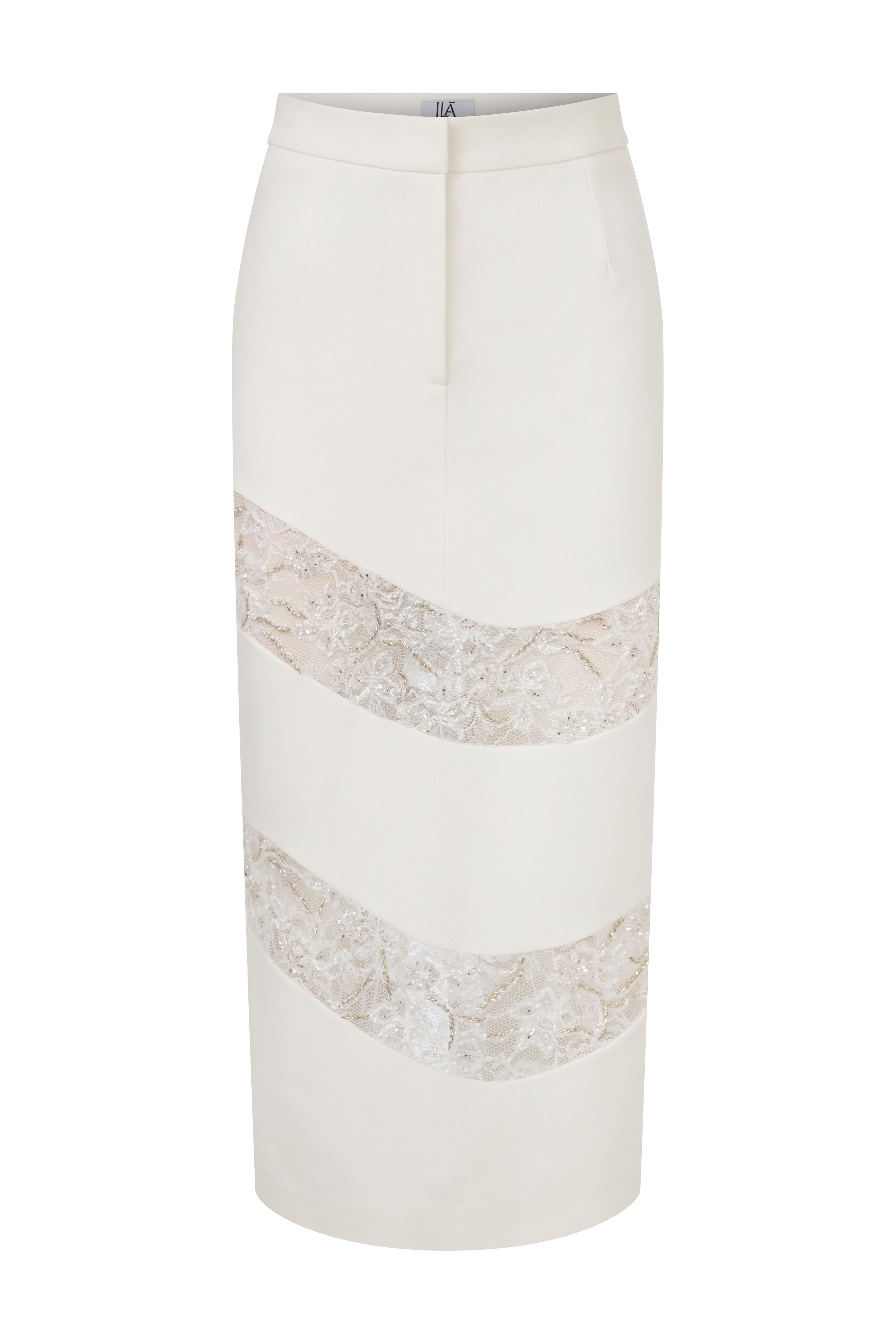 ANISA - EL İŞLEMELİ DANTEL DETAYLI MIDI ETEK