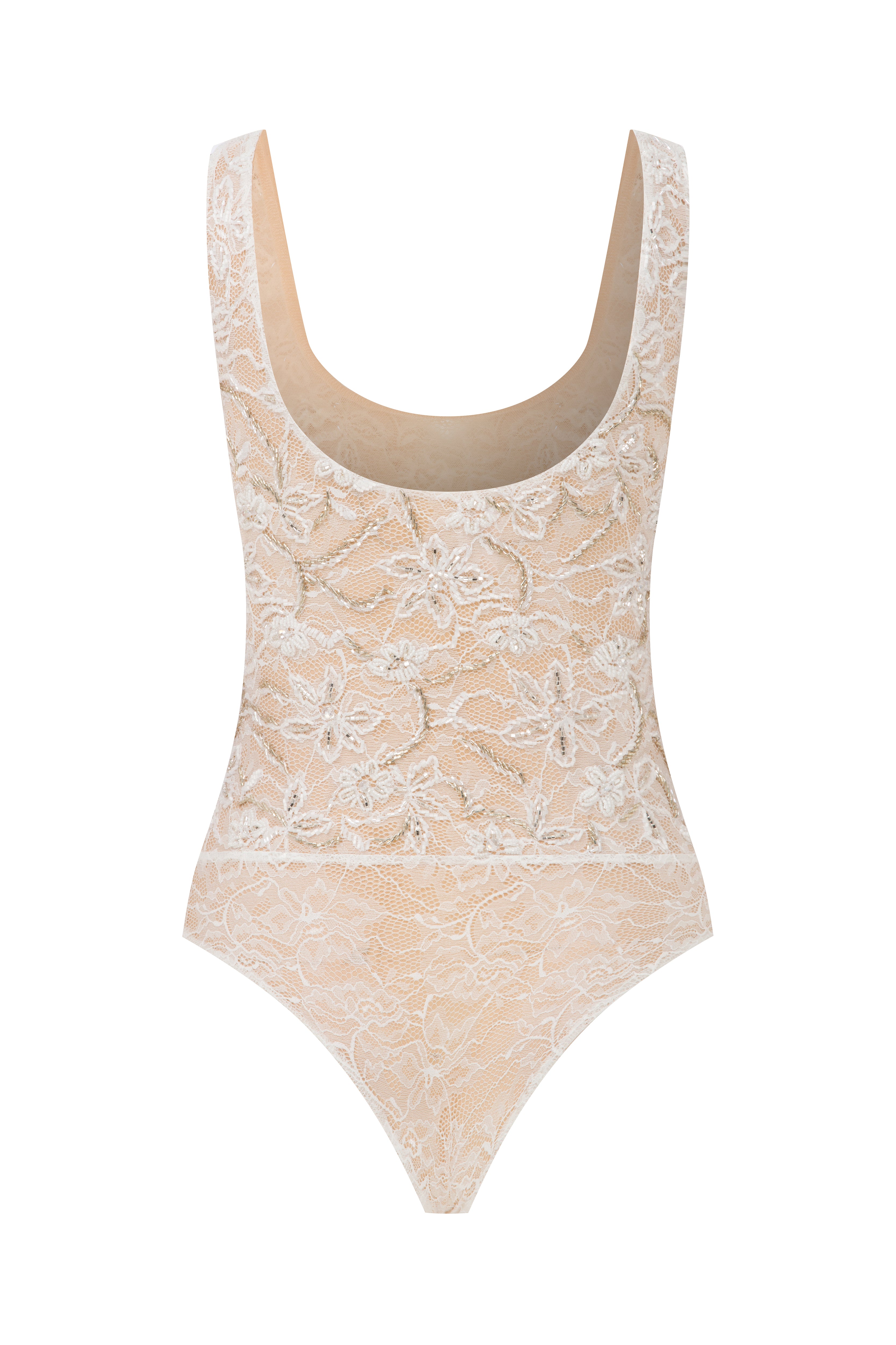 ELLIE - U YAKA EL İŞLEMELİ DANTEL BODYSUIT