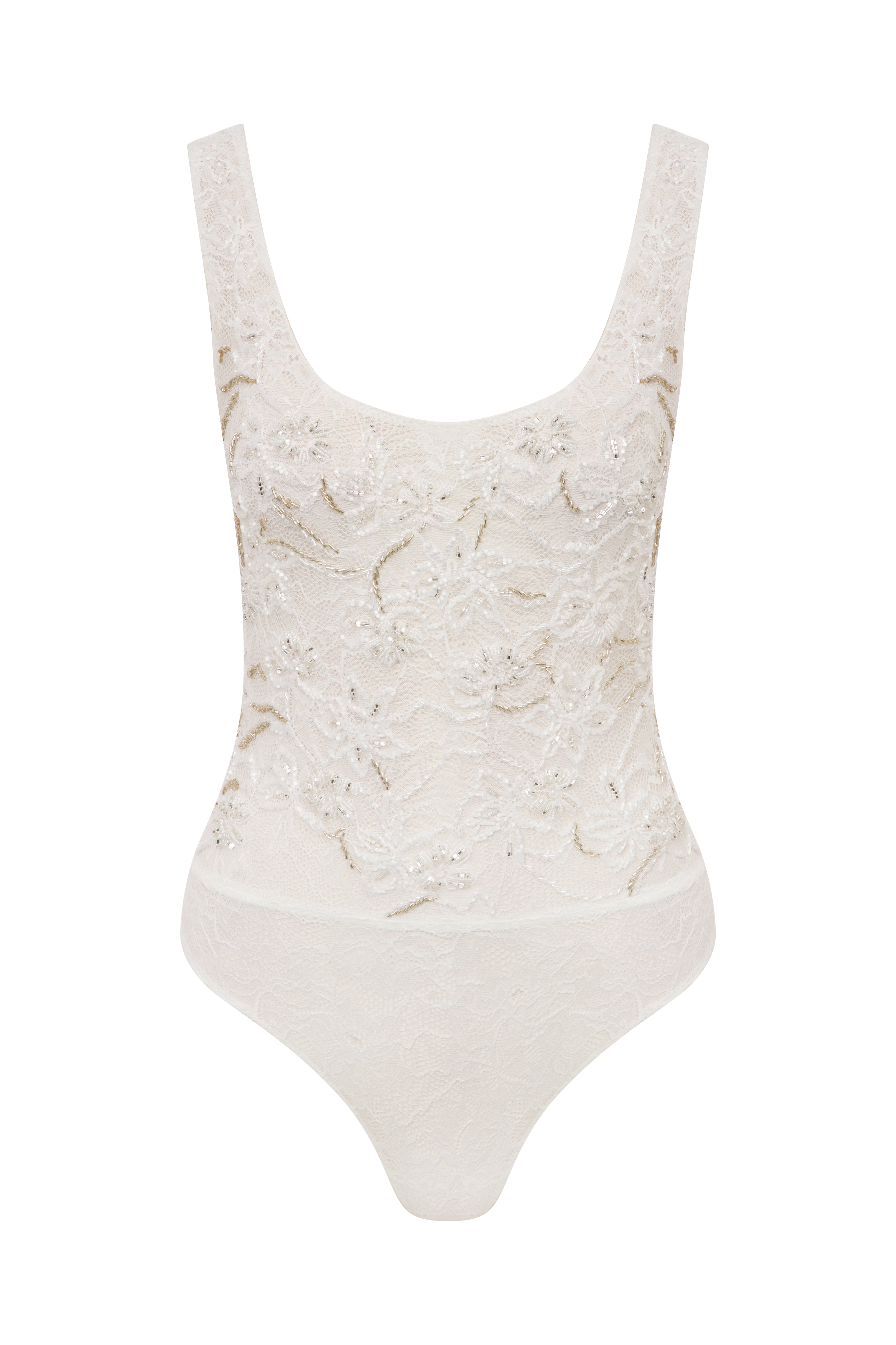 ELLIE - U YAKA EL İŞLEMELİ DANTEL BODYSUIT